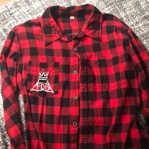 Fall out Boy red and black flannel